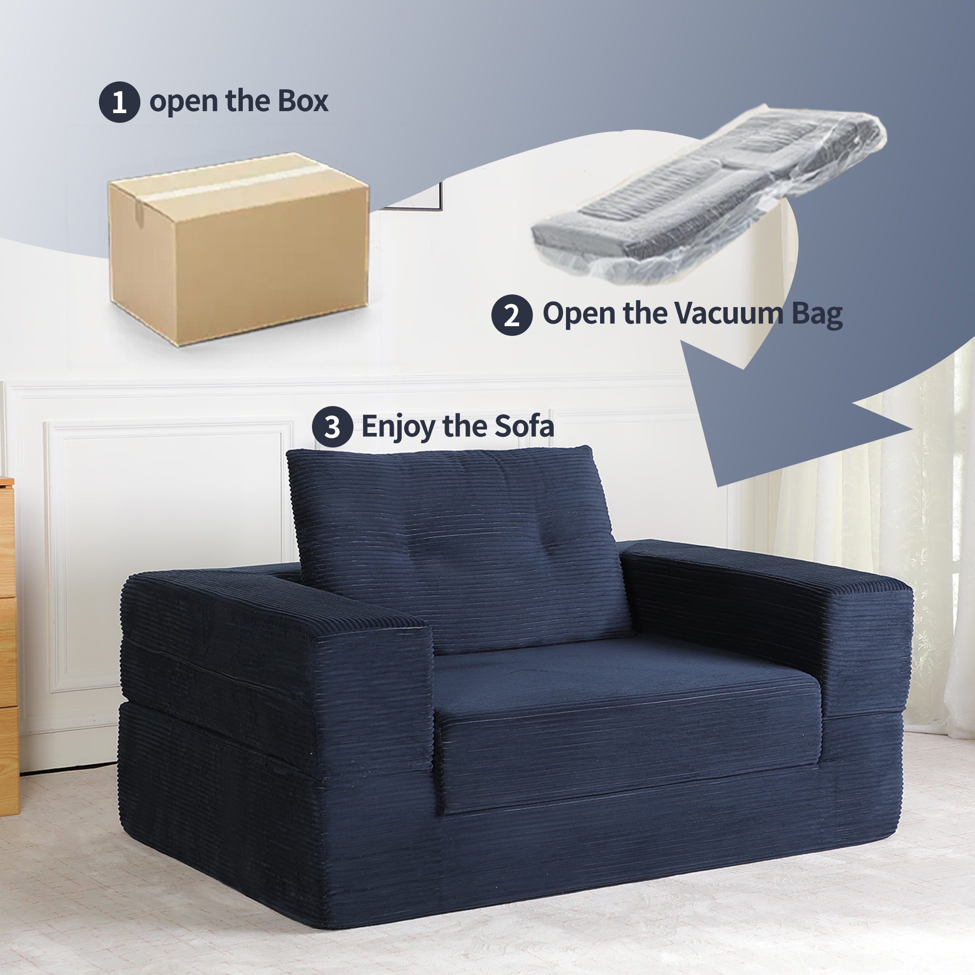 Orthopaedic Compression Sofa Bed For Adults And Pets Dark Blue_voghion.com